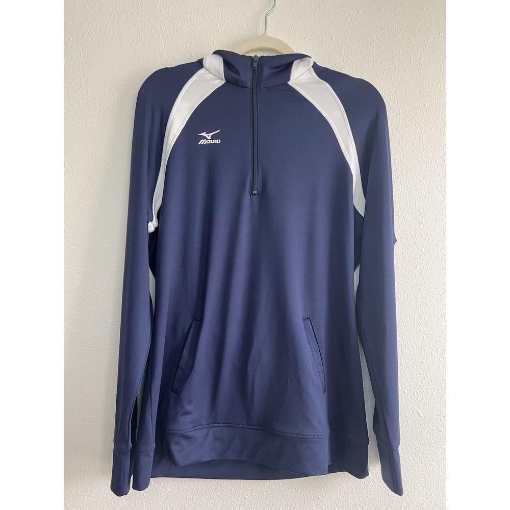 Mizuno DryLite Mens XL Navy‎ Blue White Quarter Zip Performance Sports Pullover